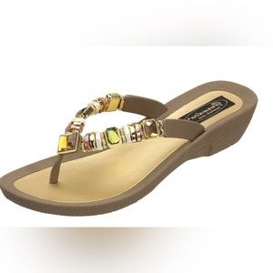 BROWN RAINBOW FLIP FLOP Jeweled Sandals Grandco